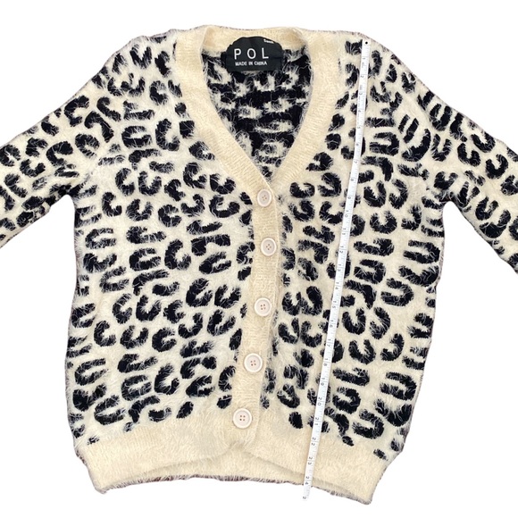 POL Ivory& Black Fluffy Button-Down Cardigan/Sz Small/EUC! - Picture 1 of 5
